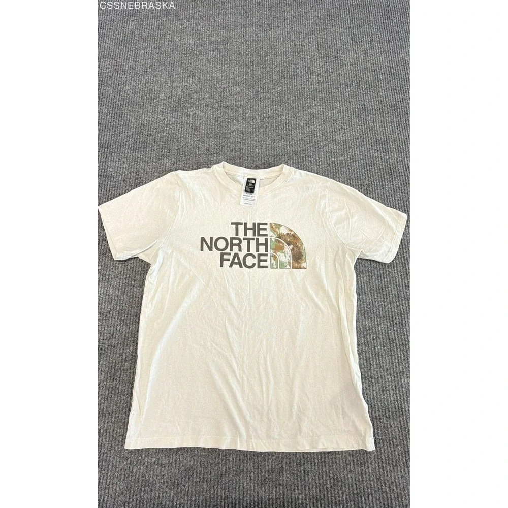 The North Face Cream Shirt Men Camo Half Dome Logo Graphic Tee - Size M